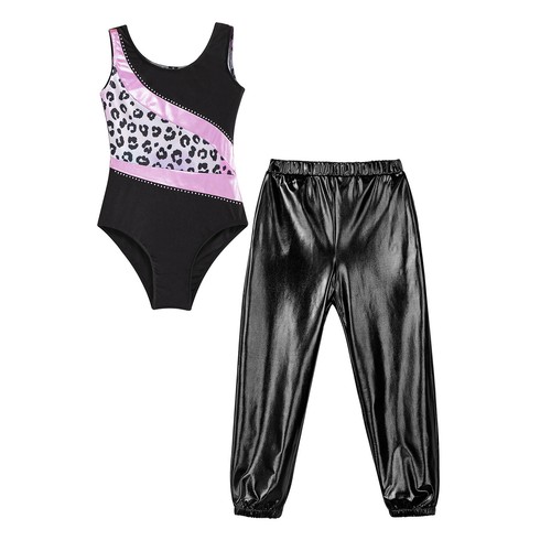 Kids Girl's Sports Suit Competition Leotard With Elastic Waistband Pants Active - Picture 48 of 97