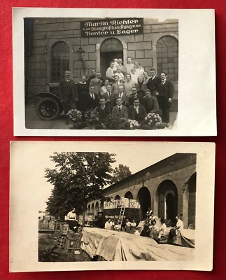 2 x Privat Foto AK DRESDEN um 1930 Martin Richter Glasgrosshandlung    ( 92578