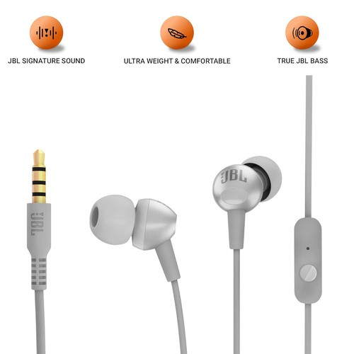 JBL C200SI, Auricolari Premium in Ear Cablati con Microfono, Suono Firmato, Colore Grigio - Foto 2 di 5
