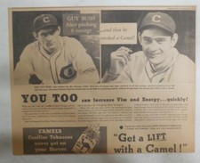 Camel Cigarette Ad: Guy Bush Chicago Cubs Pitcher! from 1934 Size: 9 x 12 inches