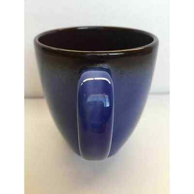 Art Pottery Blue Brown Coffee Mug & Saucer Glossy Crackle  display picture 1