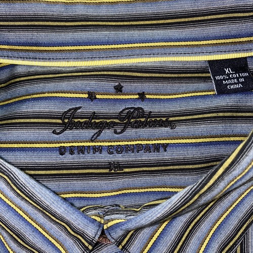 Tommy Bahama INDIGO PALMS LS Long Sleeve Blue w/ Green Stripe Cotton Shirt XL - Picture 12 of 12