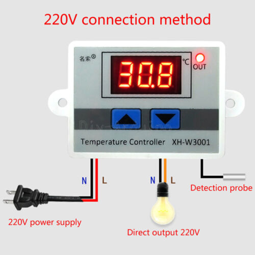 AC 220V 10A LED Digital Temperature Controller Thermostat Control Switch w Probe - Bild 1 von 4