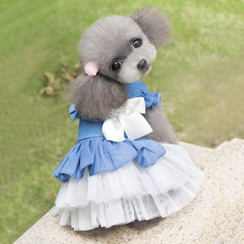 Puppy Dog Clothes Female Dog Cat Dress Spring Summer Princess Dress Bowknot Pet - Picture 25 of 26