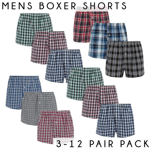 3-12 Packs Mens/Boys Woven Boxers 