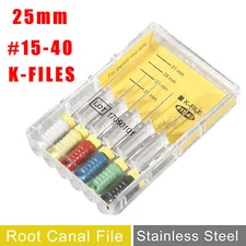 6PCS/Pack New Dental K-FILES 25mm #15-40 Stainless Endo Root Canal File Hand Use