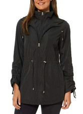 Brand New Jones New York Ladies Parka Rain Jacket Coat Black / Sand