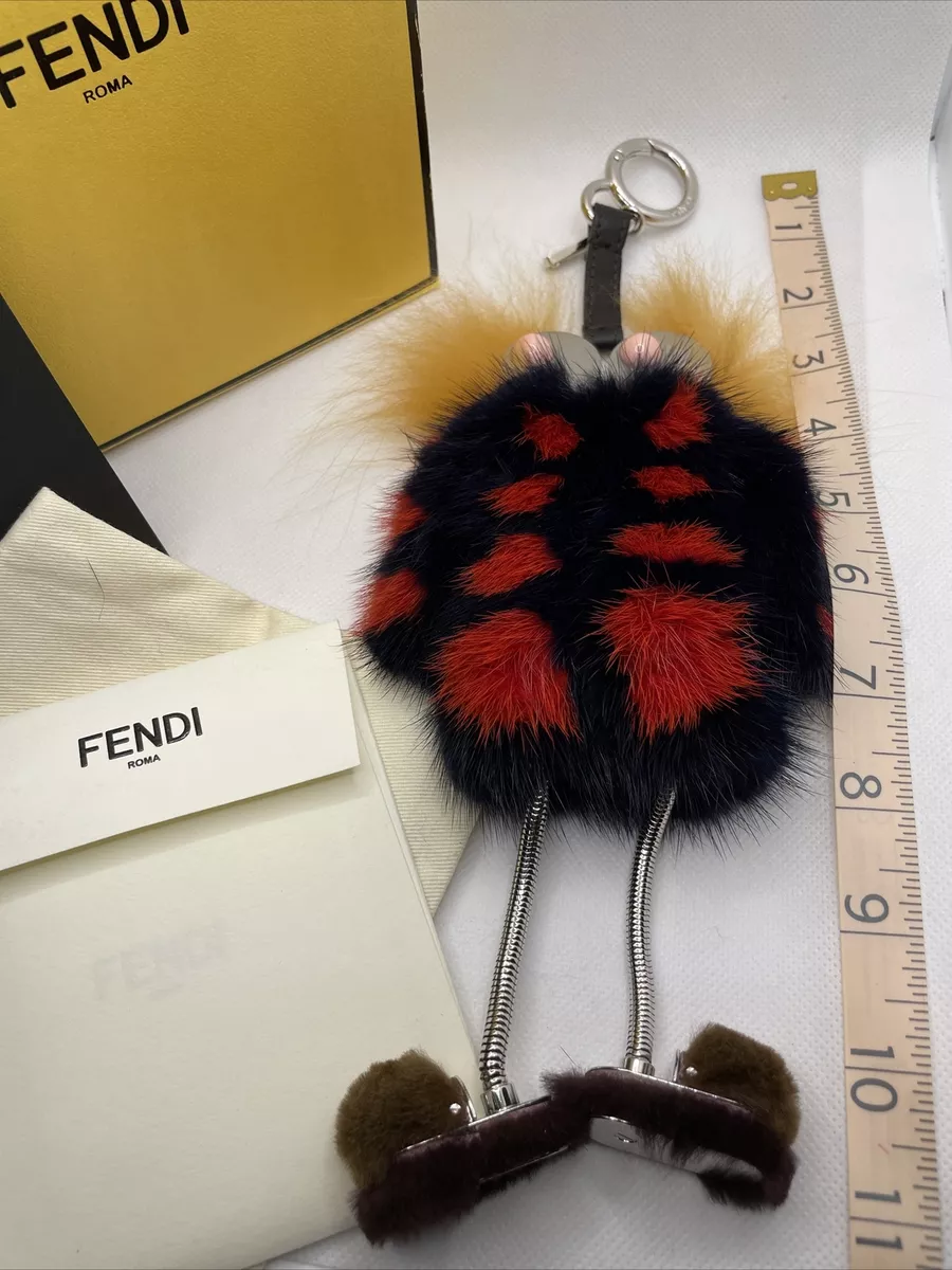 Fendi Black/Multicolor Leather Flower Applique Mirror Bag Charm