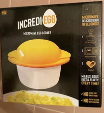 IncrediEgg Microwave Egg Cooker Build-in Shell Cracker & Egg York Separator NEW