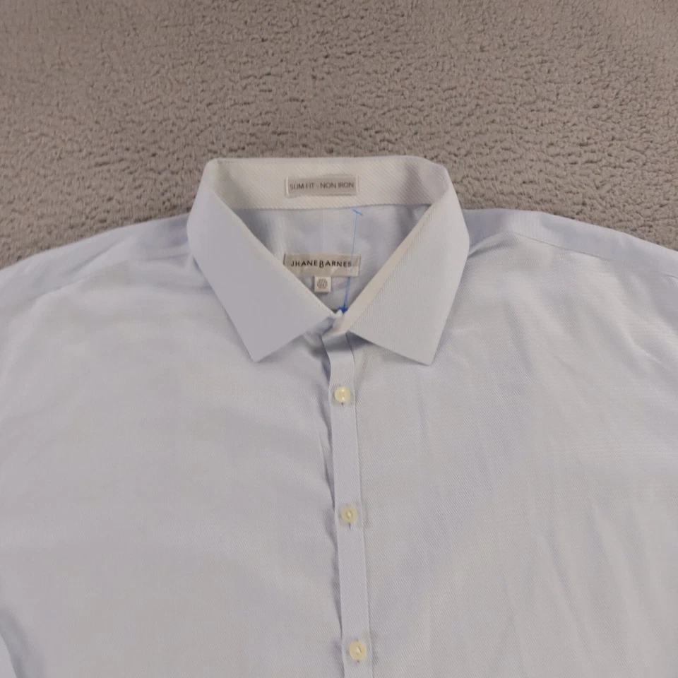 Camisa Jhane Barnes Para Hombres 4XL 20 Azul Algodón Abotonada Calce Ajustado Sin Planchar Foto 2 de 4