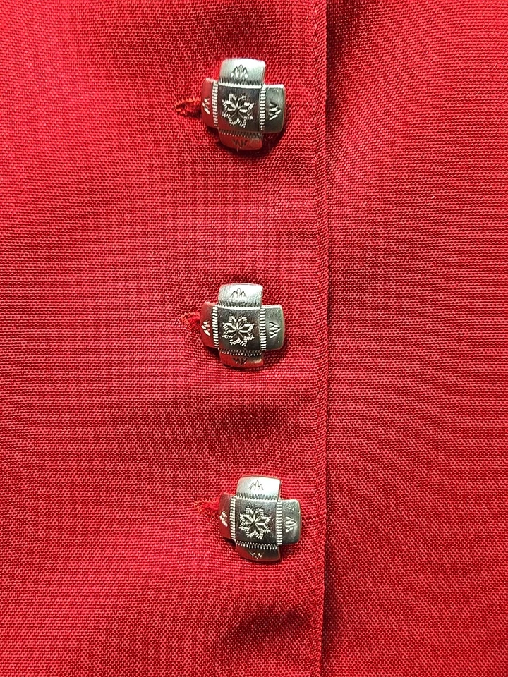 Chaleco Vaquera Mujer L Rojo Plata Concho Botones Cuero Vaca Chaleco Rodeo Baile Foto 3 de 4