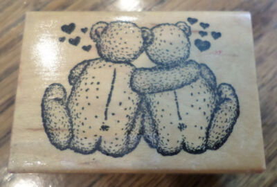 1988 Psx D-449 Hugging Teddy Bears Love Friendship Amore Wooden Rubber Stamp