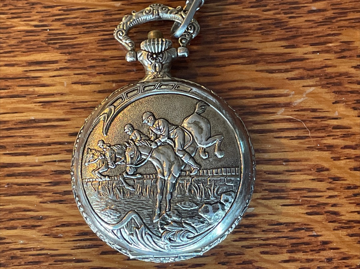 レミントン　掛時計　REMINGTON Vintage Remington Engraved Jumping Horse Steeple Chase Pocket