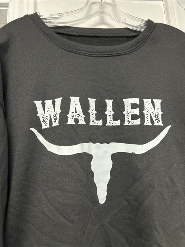 Morgan Wallen Country Songs Black Crewneck Sweatshirt Women’s Medium GUC - Picture 4 of 8
