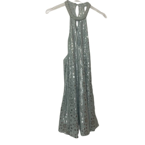 Urban Outfitters Kimichi Blue Coriella Green Foil Beaded Swing Mini Dress Small - Picture 3 of 12