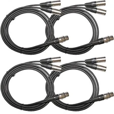 4 PACK 6 ft foot 3pin XLR mic cable snake cord Y splitter 1 F female to 2 M male