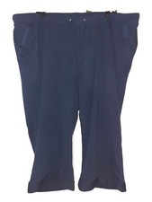 CATHERINES Plus Size 3X 26W 28W Capri Pants Navy Blue Elastic Waist Drawstring