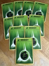 Set Of 10 Grass Energy Base Set 1996 Japanese Pokemon Card Vintage TCG