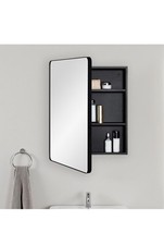 Fundin Wall-Mounted Bathroom Mirror Cabinet (30 x 55 cm) ? Matte Black