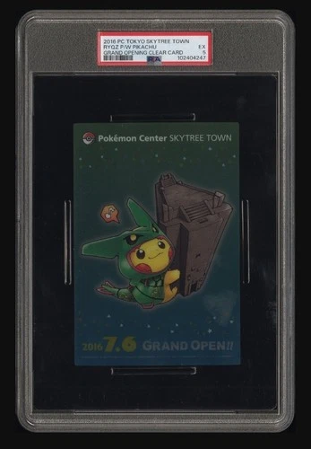 PSA 5 2016 TOKYO SKYTREE TOWN RAYQUAZA PIKACHU GRAND OPENING CLEAR POSTCARD