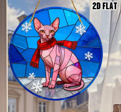 Sphynx KATZE SONNENFÄNGER Winter Fenster Tür Ornament Sonnenfänger UK Verkäufer Glatze Katze
