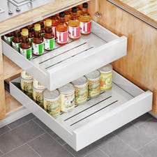 Pull Out Cabinet Organizer with Nano Adhesive, Heavy Duty Full-Extension Slid...