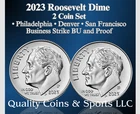 2023 P & D ROOSEVELT DIME 2 COIN SET GEM BU  FREE SHIPPING