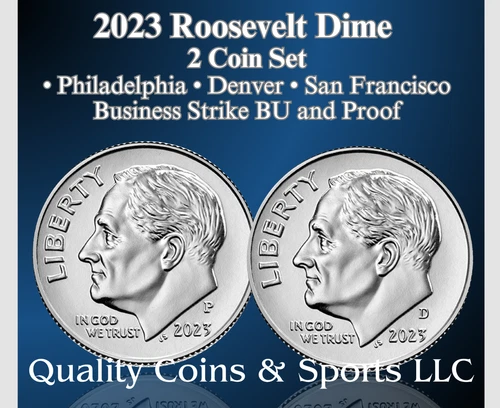 2023 P & D ROOSEVELT DIME 2 COIN SET GEM BU  FREE SHIPPING