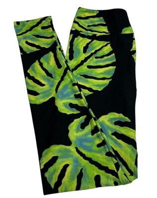 LuLaRoe Leggings OS One Size TROPICAL Leaf Multicolor Leaves JUNGLE Island Art
