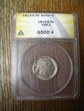 1913-S TYPE TWO BUFFALO INDIAN HEAD NICKEL 1913S T2 US COIN