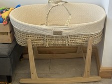 Clair de Lune Organic Palm Moses Basket With Natural Rocking Stand 75 x 28 cm