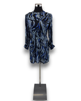 Kaffe Damen Tunika Gr. S Bluse Blau Aus Viskose Rundhals Top Shirt 3/4 Arm