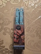 Core Kitchen Set of 6 Colorful Kitchen Steak Knives - 4.5" Blade - Turquoise