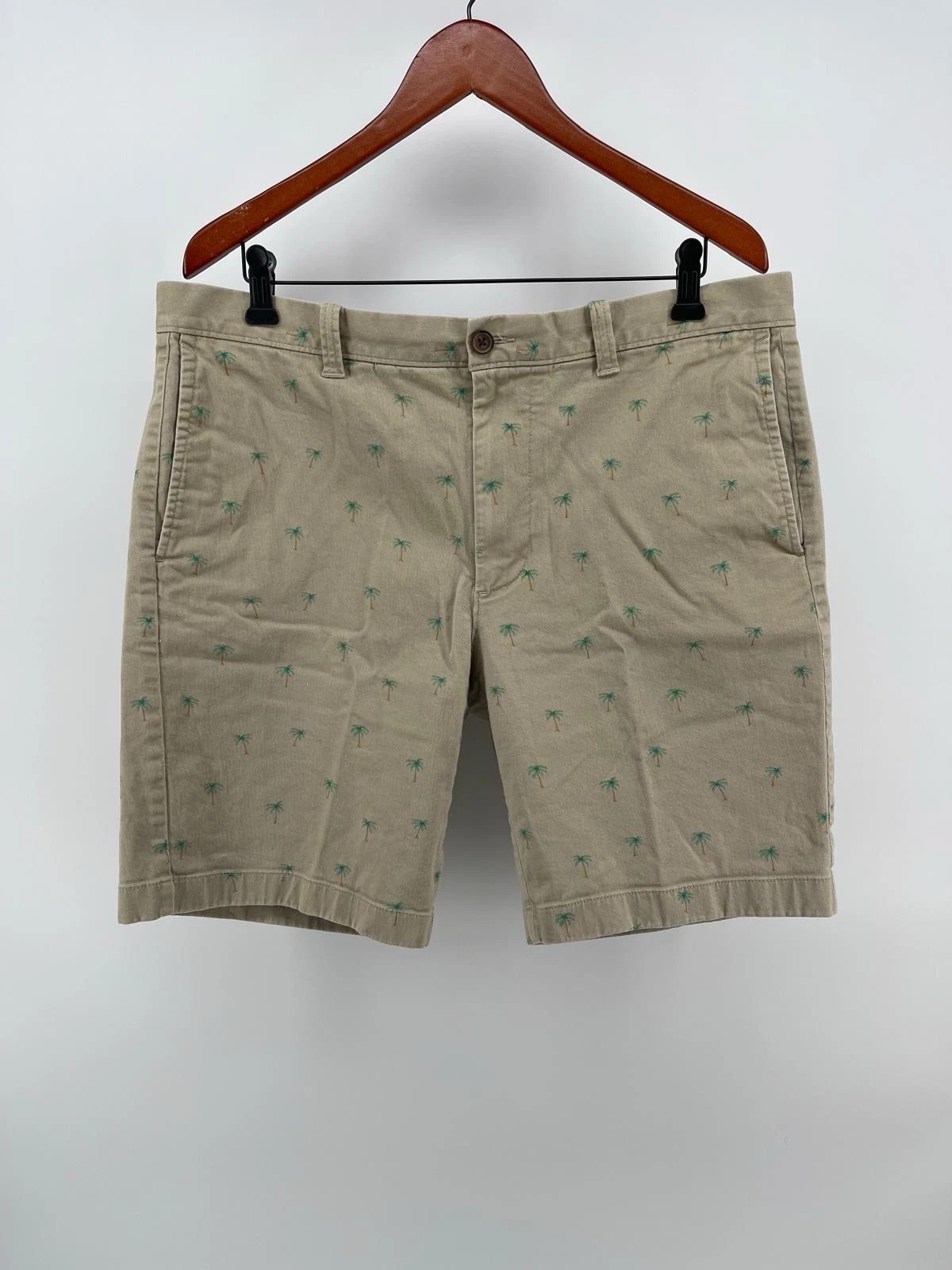 J.Crew Palm Tree Shorts Mens 36 Khaki 9” Inseam Summer Beach Casual Y2K