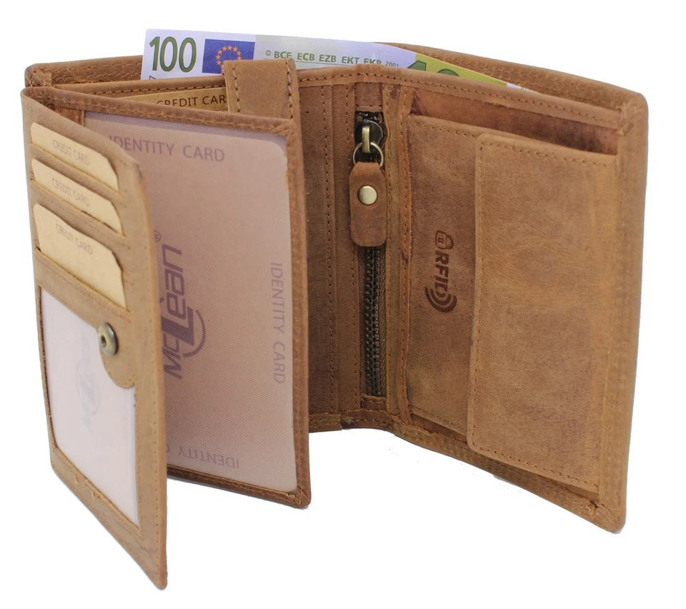 Echt Leder Geldbörse Portemonnaie Geldbeutel mit RFID Vollleder Skull Totenkopf - Bild 3 von 4