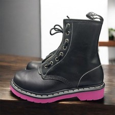 Botas Dr. Martens 1460 Rosa Suela Wanama Cuero Selva Cremallera Mujer Talla 6 NUEVAS