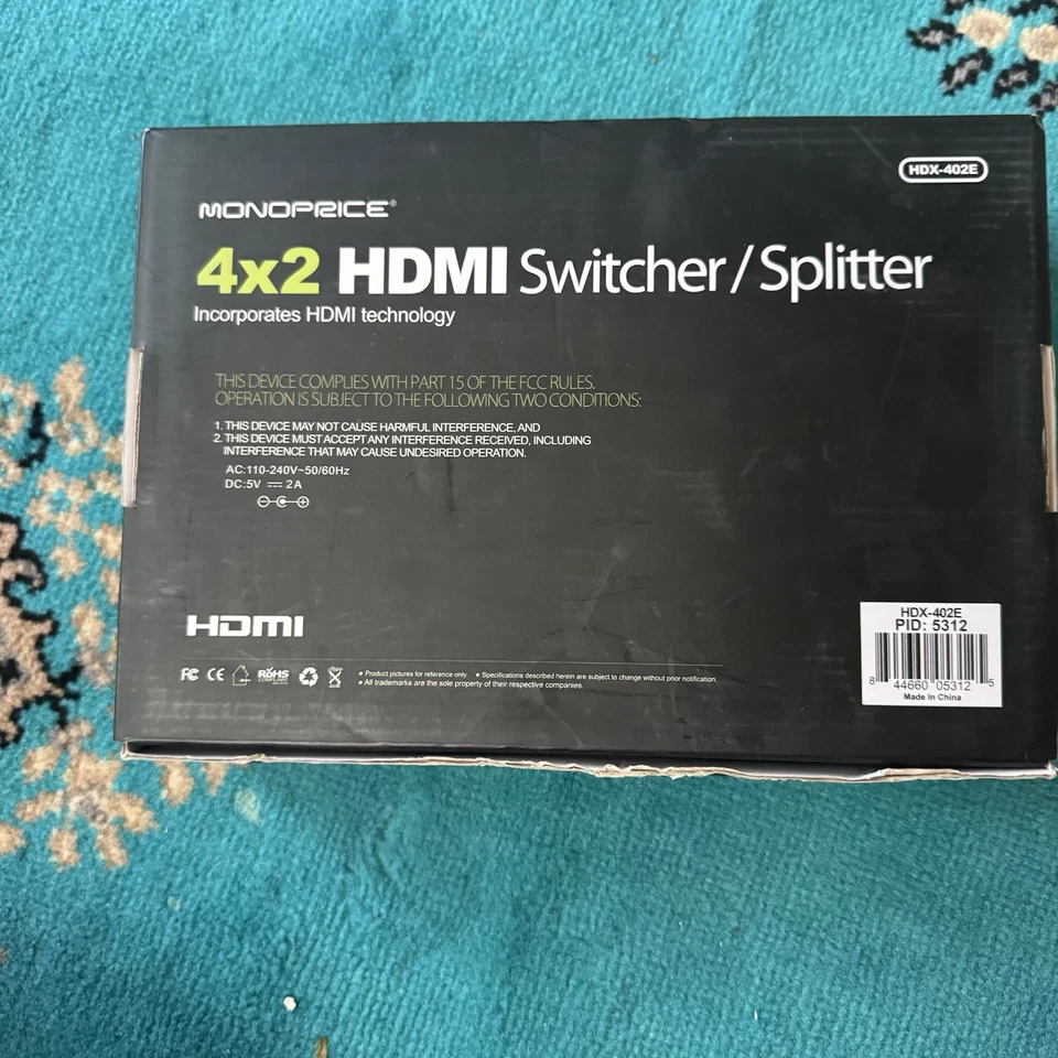 Monoprice HDX-402E 4X2 HDMI Switcher / Splitter - New, Open Box - Image 3 of 4