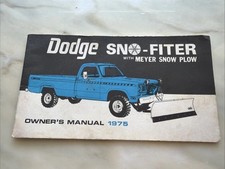 Dodge Truck Sno-fiter Meyer Snow Plow 1975 Owners Manual Dodge Truck Sno-fiter Meyer Snow Plow 1975 Owners Manual