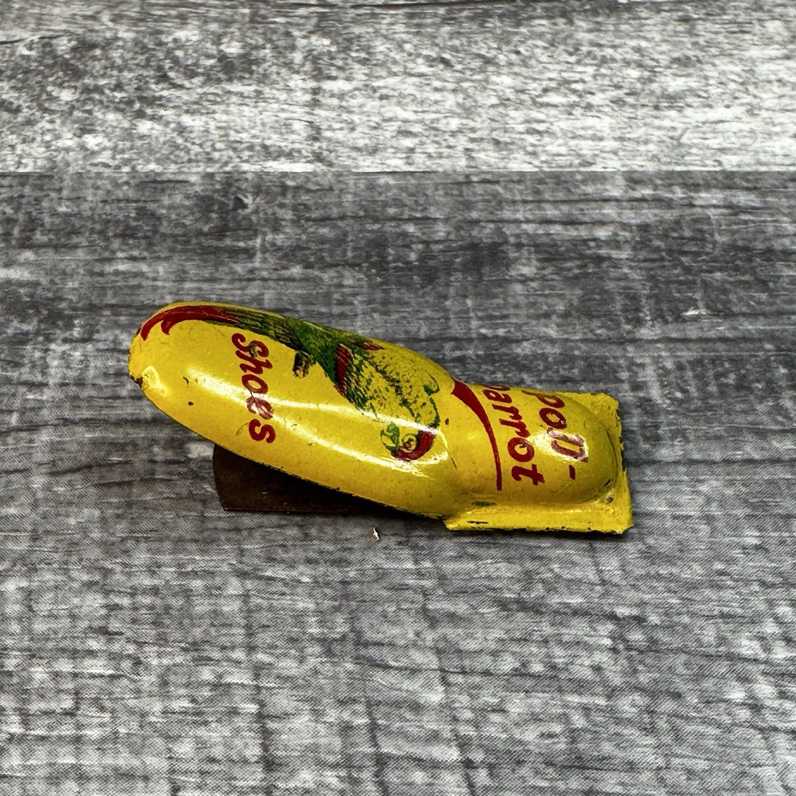 Poll Parrot Shoes Advertising Tin Lithographed Toy Clicker VTG 1930's Noisemaker