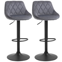 Barhocker 2Er Set HöHenverstellbar Drehbar BarstüHle Mit Samtoptik, Dunkelgrau