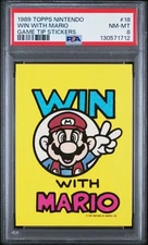 1989 Topps Nintendo Game Tip Stickers #18 Win With Mario PSA 8 NM-MT