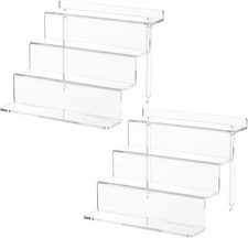 Acrylic Riser Display Shelf, Clear Display Stand for Amiibo Funko POP Figures,4 