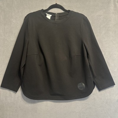 Akris Punto Top Zip Back 3/4 Sleeve Size 14 Black Minimalist Capsule Wardrobe