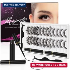 3D Natural Magnetic Eyelashes with Eyeliner Kit, Lightweight Lashes Natural Look