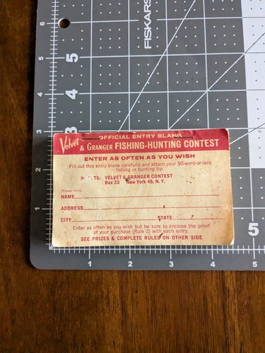 VTG Velvet & Granger Fishing-Hunting Contest Book of Forms Blank Unused P19 - Picture 5 of 5