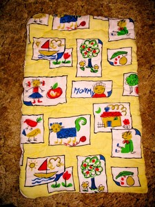 Vintage 1970's Child’s Sleeping Bag Blanket Multicolor w/ Zipper 30" x 38"