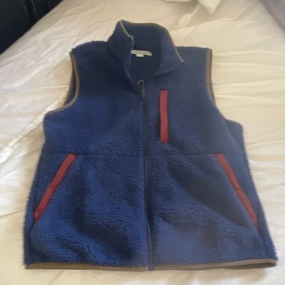 Outerknown Blue Red Contrast Trim Full Zip Stand Collar Vest Men's M Pockets