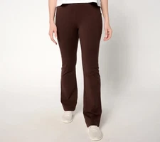 Denim & Co. Regular Duo Stretch Lightly Boot Pants with Pockets Dark Chocolate X