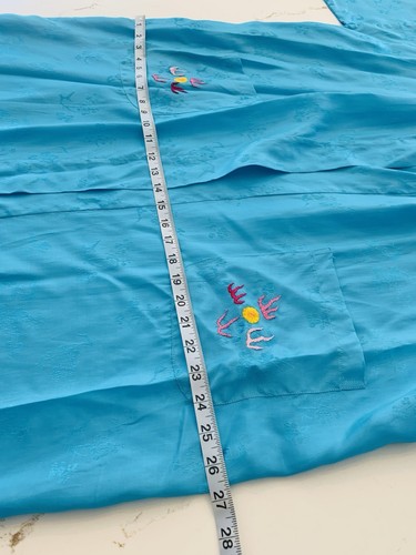 Satin Embroidered Blue Robe Colorful Dragon Size Medium No Belt Minor Flaw - Picture 11 of 15