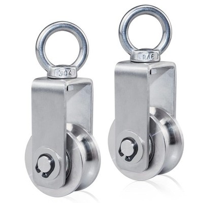 2 Pack Cable Pulley Wheel Stainless Steel Bearing Inside Rope Pulley for Pulley